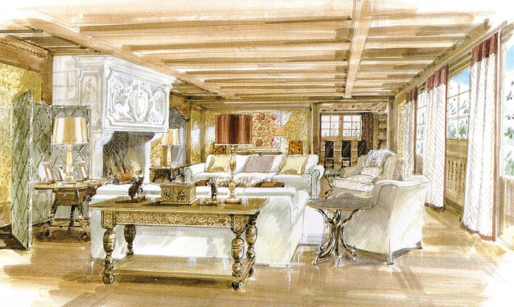 Gstaad chalet drawing room