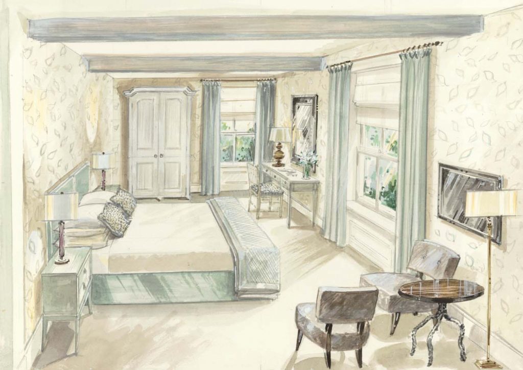 Dormy House Hotel blue bedroom