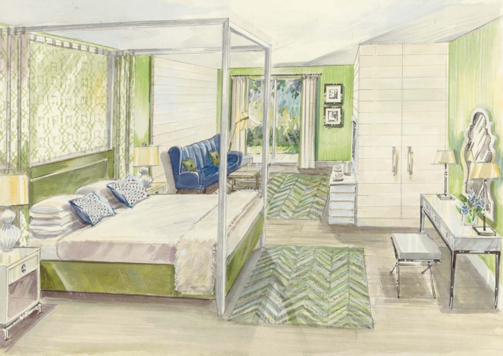 Dormy House hotel green bedroom
