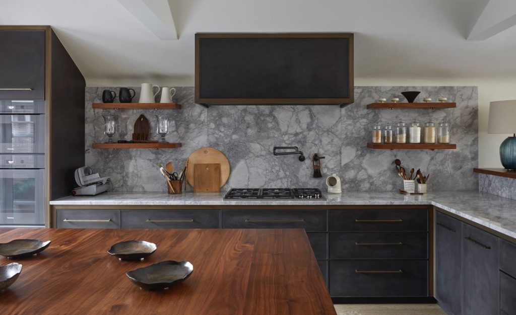Antique brass trim metal effect kitchen
